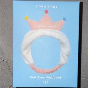 I Dew Care Pink and White Crown Headband